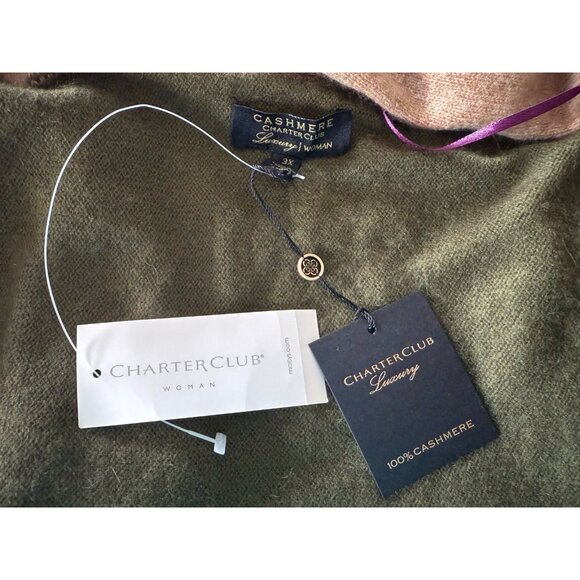 NWT Charter Club Luxury Woman Cashmere Color Block Long Sleeve Cardigan Sz 3X - Picture 8 of 11